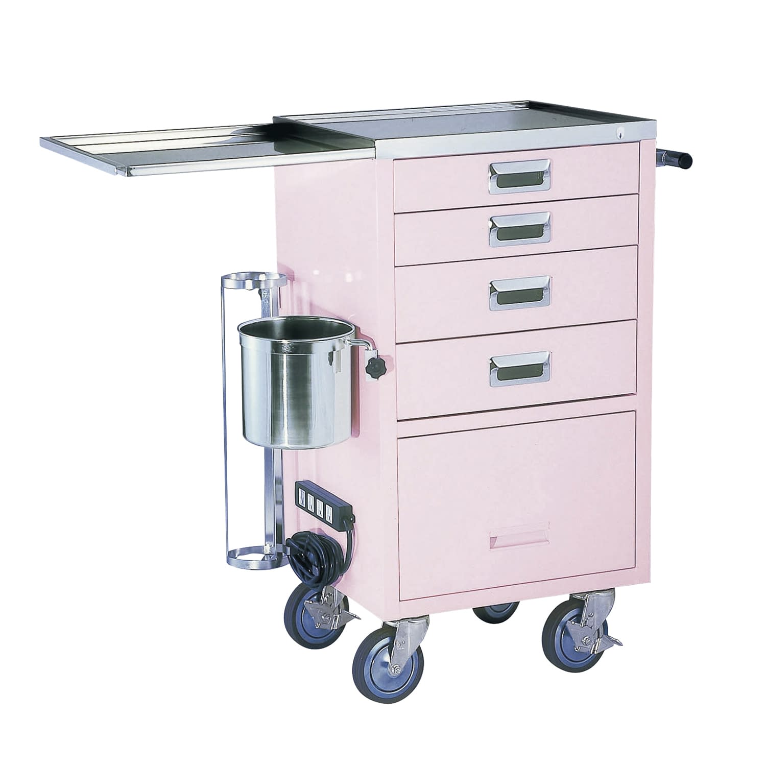 コンパクト救急カート(4段) エマージェンシーカート 23-5232-01 MATSUYOSHI YL-EC01P(ピンク)