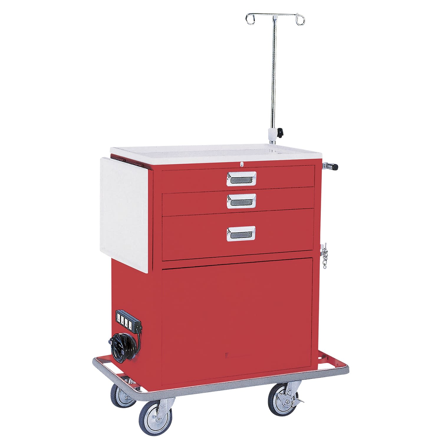 ワイド救急カート(3段) エマージェンシーカート 23-5233-00 MATSUYOSHI YL-EC02R(レッド)