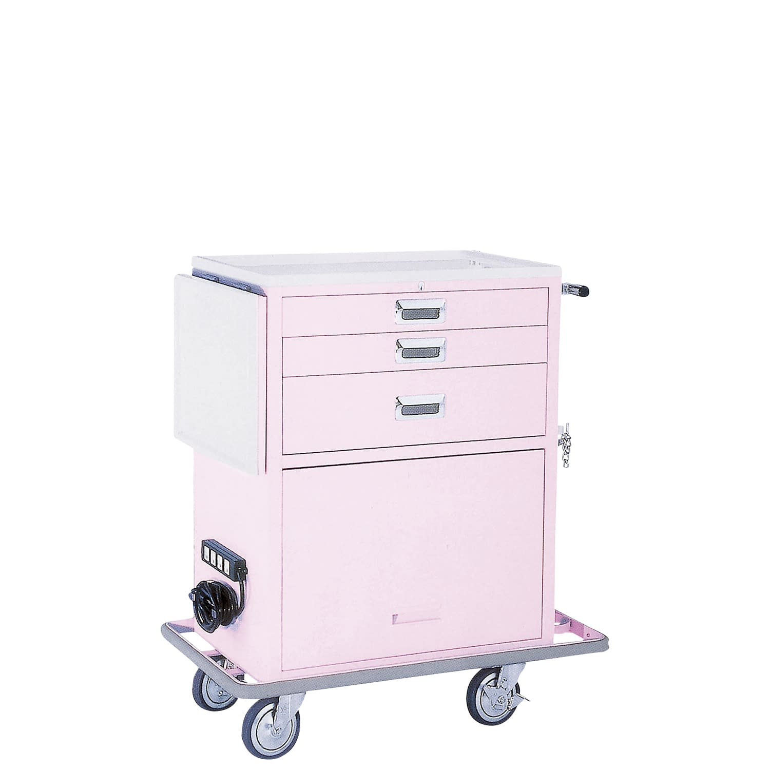 ワイド救急カート(3段) エマージェンシーカート 23-5233-01 MATSUYOSHI YL-EC02P(ピンク)