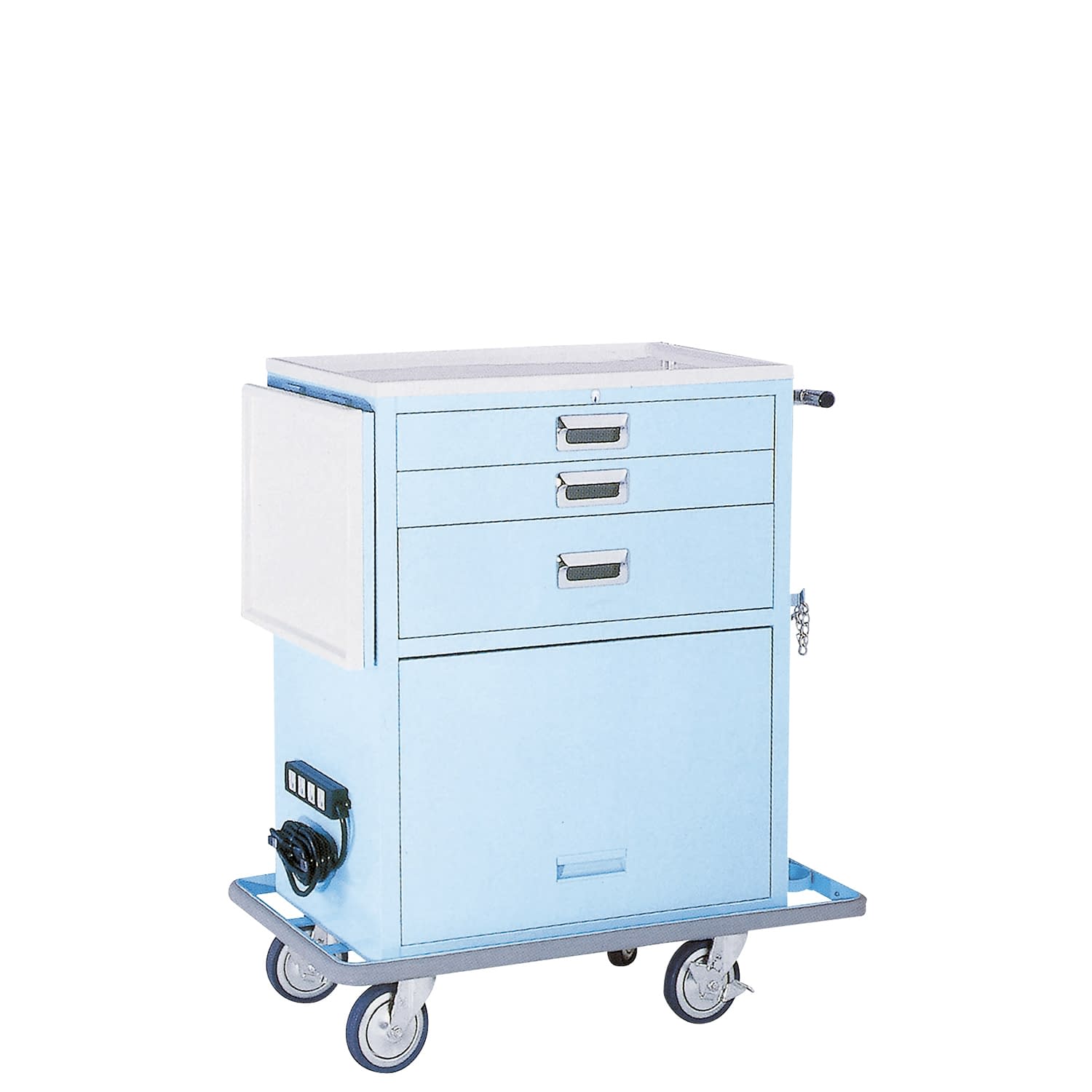 ワイド救急カート(3段) エマージェンシーカート 23-5233-02 MATSUYOSHI YL-EC02B(ブルー)