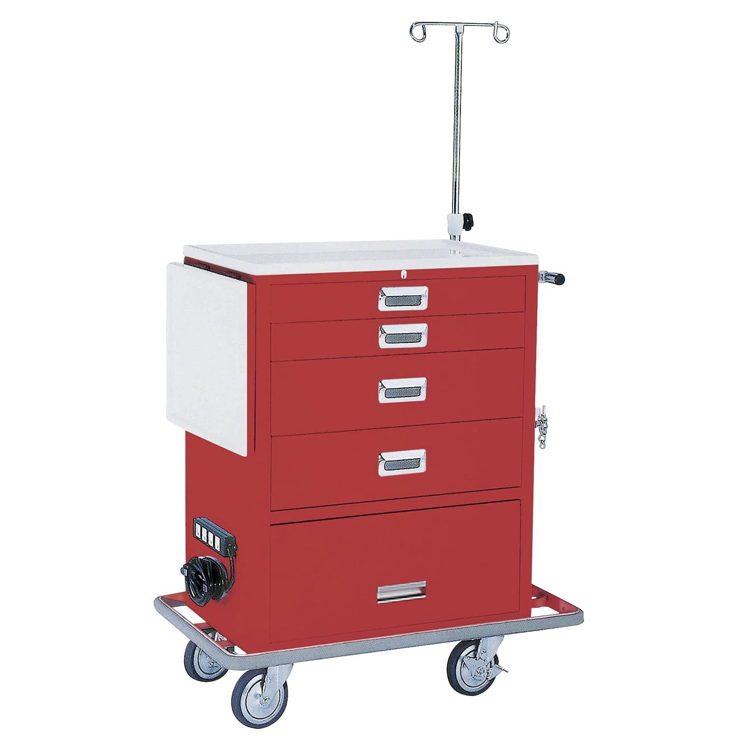 ワイド救急カート(4段) エマージェンシーカート 23-5234-00 MATSUYOSHI YL-EC03R(レッド)