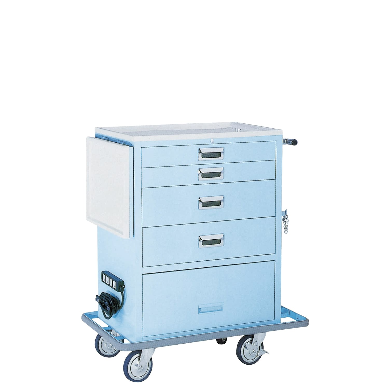 ワイド救急カート(4段) エマージェンシーカート 23-5234-02 MATSUYOSHI YL-EC03B(ブルー)