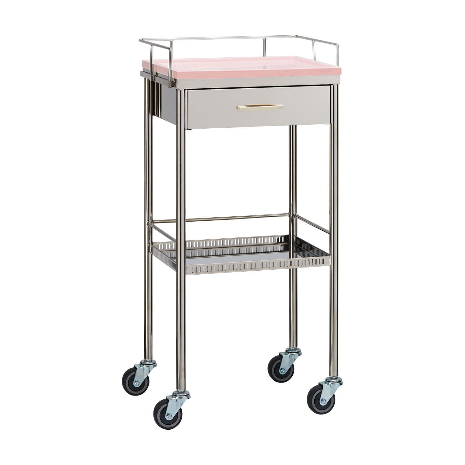 ナースワゴン(引出付) 引出付 カート(回診車) 23-5238-01 MATSUYOSHI YL-NW3P(ピンク)