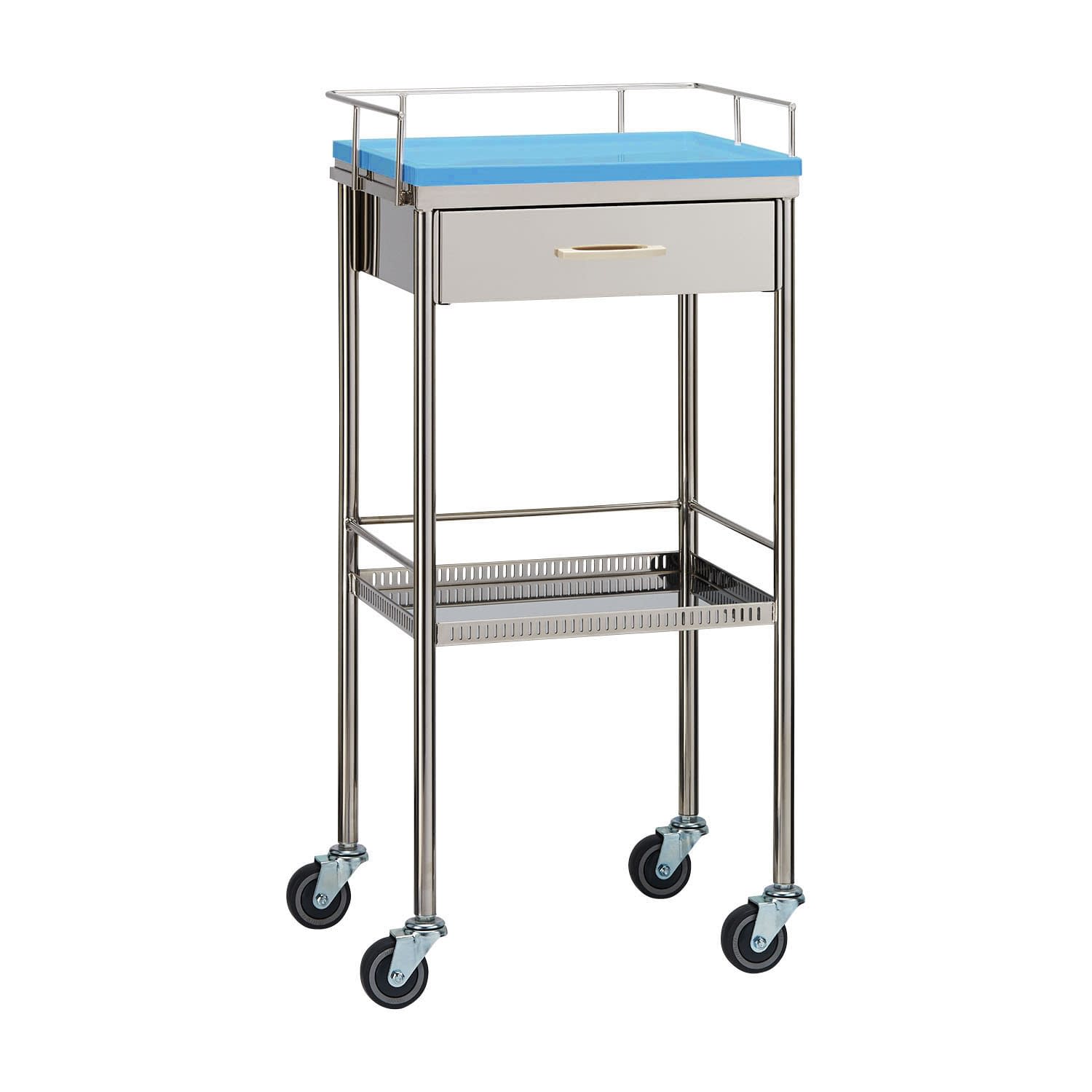 ナースワゴン(引出付) 引出付 カート(回診車) 23-5238-02 MATSUYOSHI YL-NW3B(ブルー)