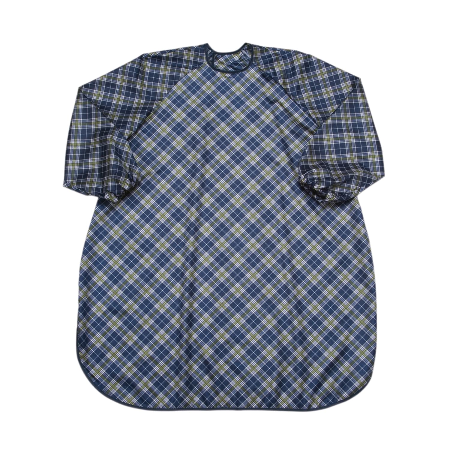 食事前掛(超はっ水)袖付 23-6298-0001 チェック・ネイビー 特殊衣料 1040(86X100CM)