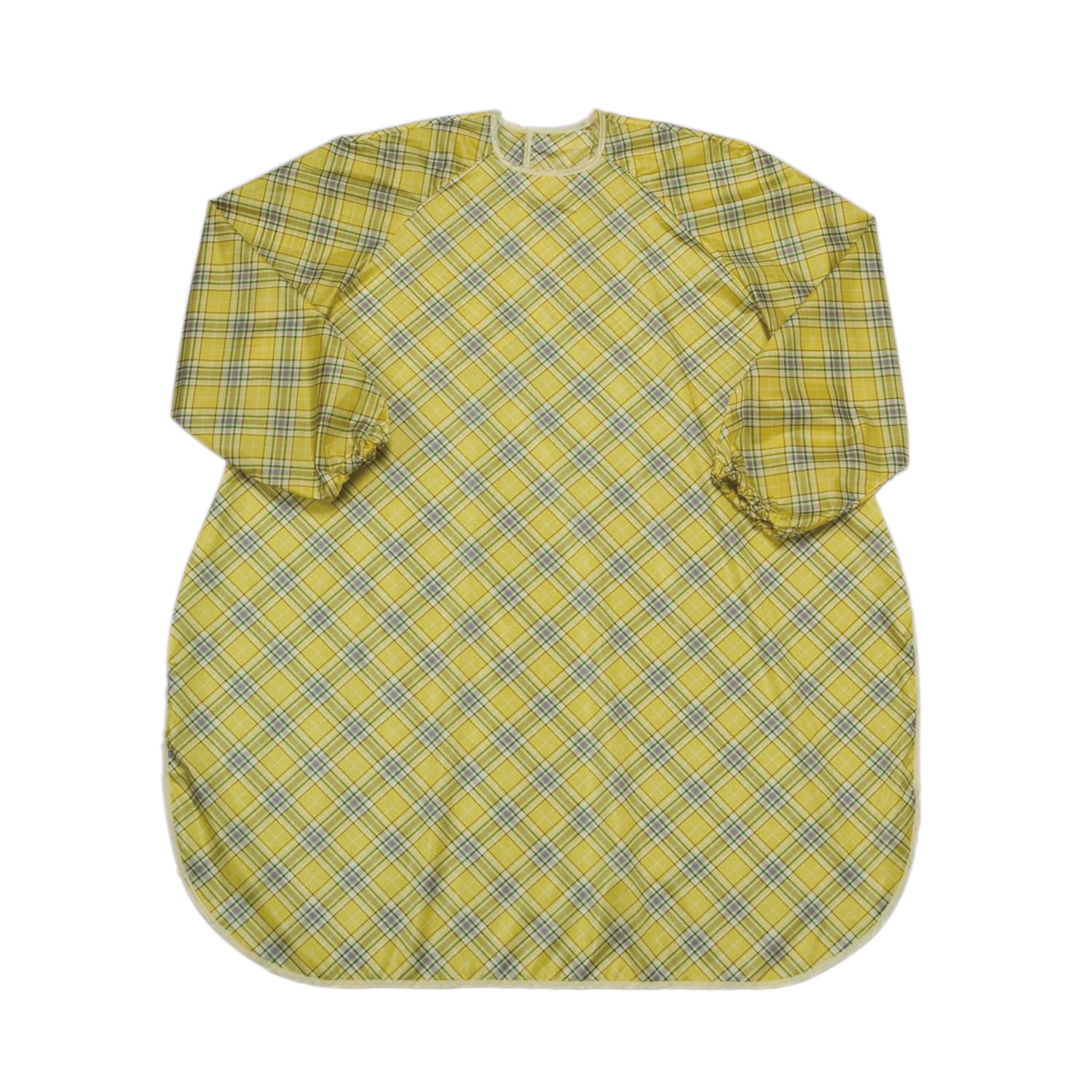 食事前掛(超はっ水)袖付 23-6298-0002 チェック・イエロー 特殊衣料 1040(86X100CM)