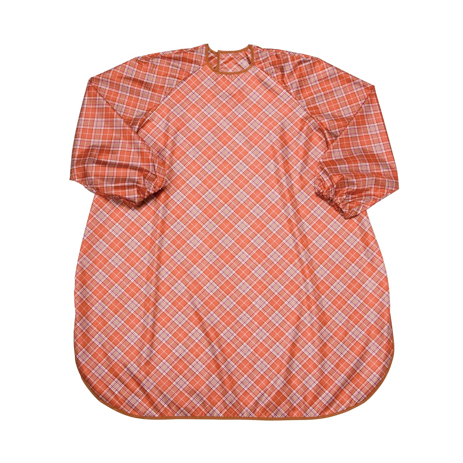 食事前掛(超はっ水)袖付 23-6298-0003 チェック・オレンジ 特殊衣料 1040(86X100CM)