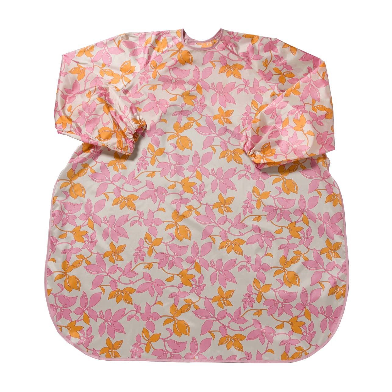 食事前掛(超はっ水)袖付 23-6298-0005 リーフ・ピンク 特殊衣料 1040(86X100CM)