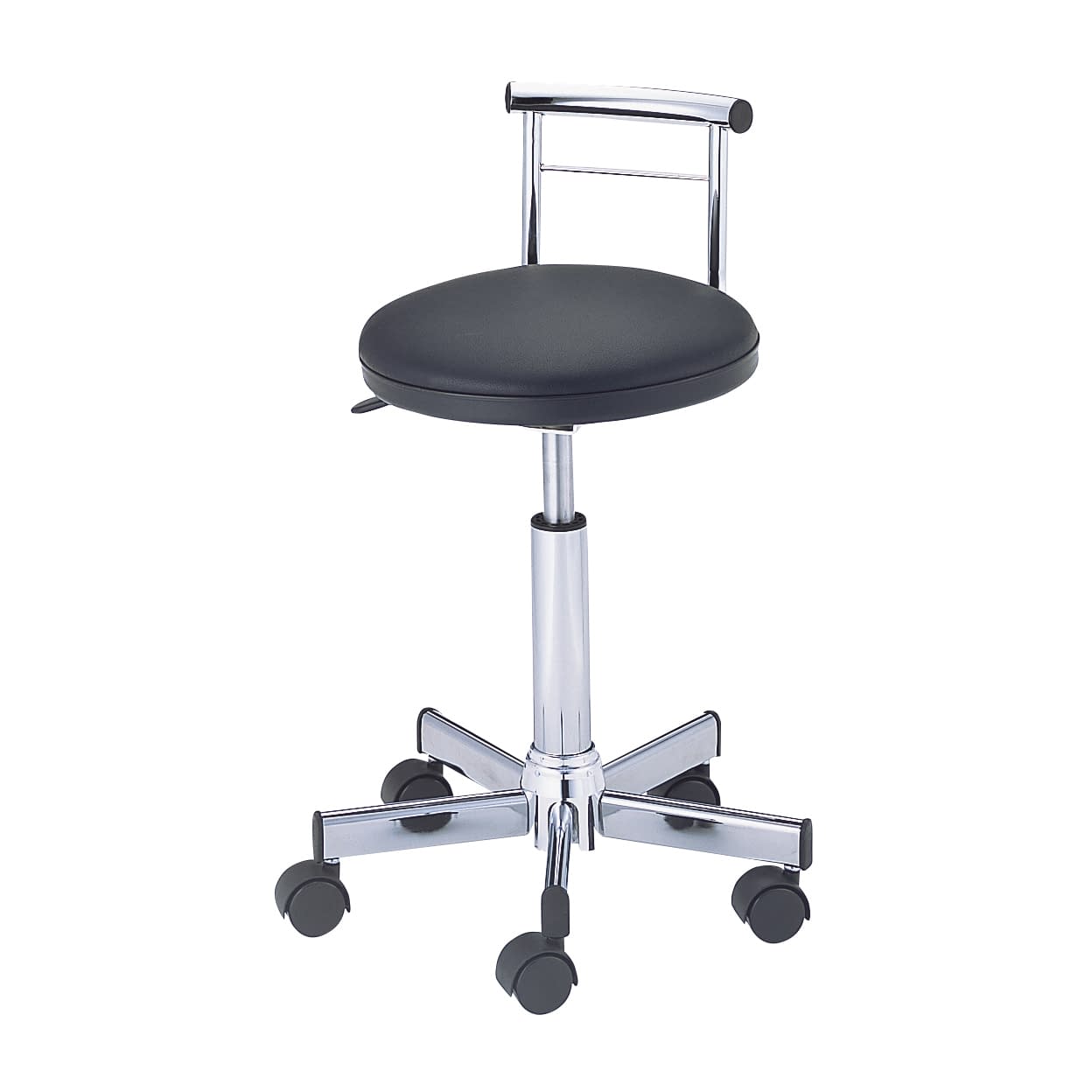 マツヨシSNナースチェア(背付) 椅子 23-6206-01 MATSUYOSHI SN-CH006BL(ブラック)