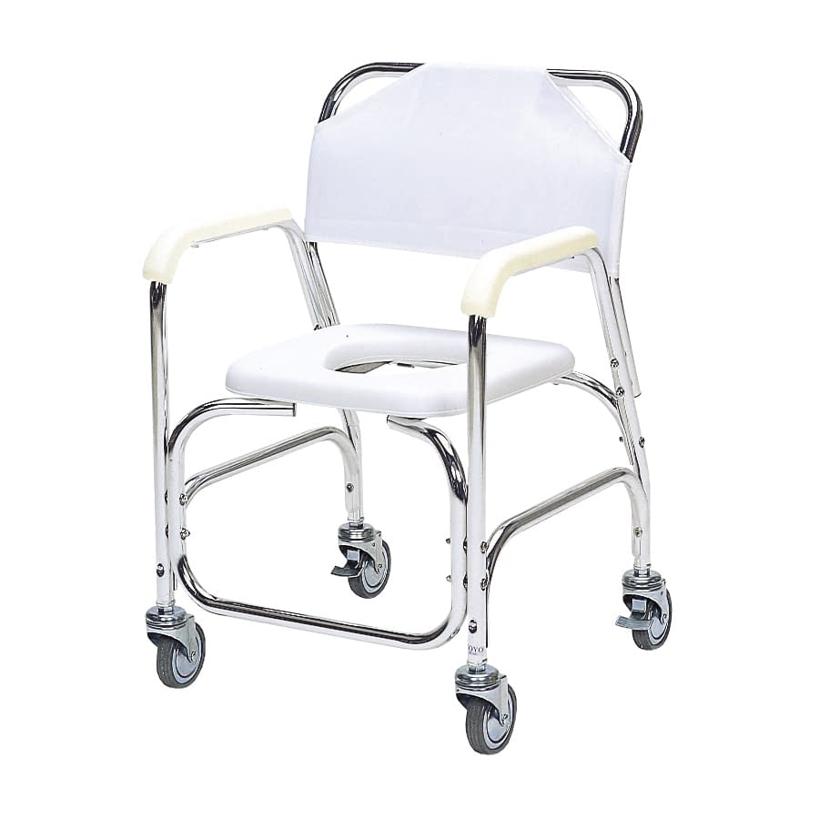 アルミ製シャワーチェア ステンレス・後輪ダブルストッパー 23-6247-01 日進医療器 TY535DX(ステンレスキャスター)