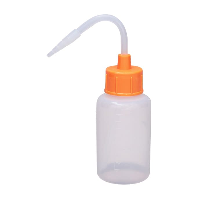 カラーキャップ付洗浄瓶(細口) 細口 23-5021-0002 オレンジイエロー 安元化成 100ML(12ホンイリ)