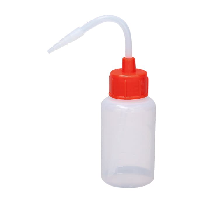 カラーキャップ付洗浄瓶(細口) 細口 23-5021-0003 レッド 安元化成 100ML(12ホンイリ)