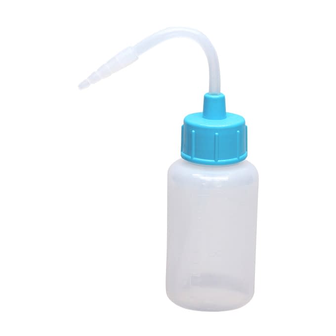 カラーキャップ付洗浄瓶(細口) 細口 23-5021-0007 ライトブルー 安元化成 100ML(12ホンイリ)