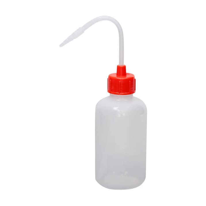 カラーキャップ付洗浄瓶(細口) 細口 23-5021-0103 レッド 安元化成 250ML(12ホンイリ)