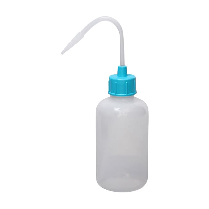 カラーキャップ付洗浄瓶(細口) 細口 23-5021-0107 ライトブルー 安元化成 250ML(12ホンイリ)