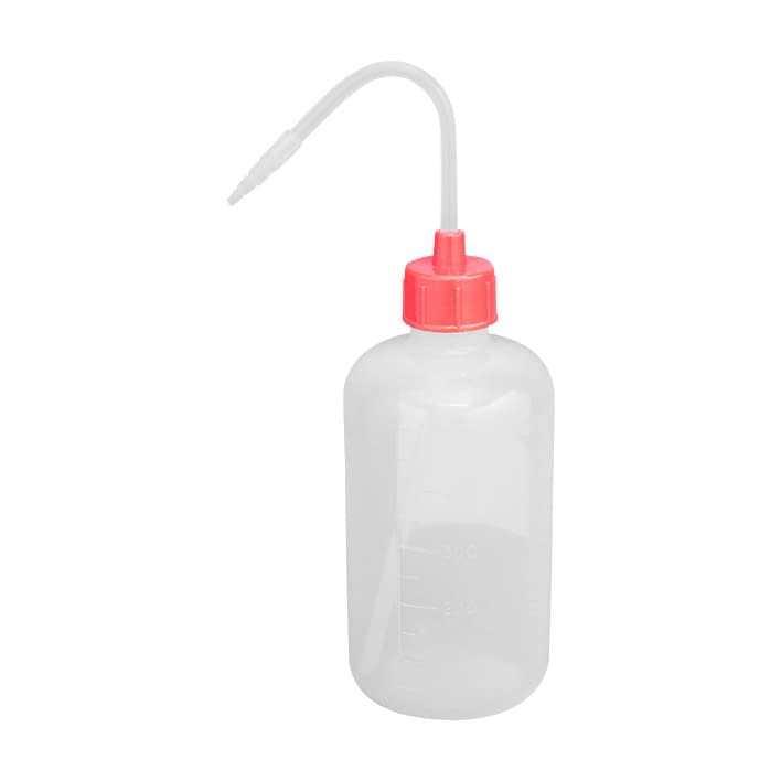 カラーキャップ付洗浄瓶(細口) 細口 23-5021-0304 ピンク 安元化成 500ML(12ホンイリ)