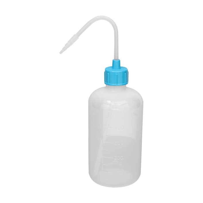 カラーキャップ付洗浄瓶(細口) 細口 23-5021-0307 ライトブルー 安元化成 500ML(12ホンイリ)