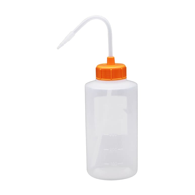 カラーキャップ付洗浄瓶(広口) 広口 23-5021-0602 オレンジイエロー 安元化成 500ML(12ホンイリ)