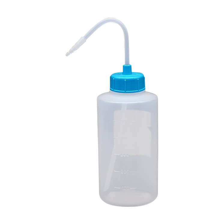 カラーキャップ付洗浄瓶(広口) 広口 23-5021-0607 ライトブルー 安元化成 500ML(12ホンイリ)