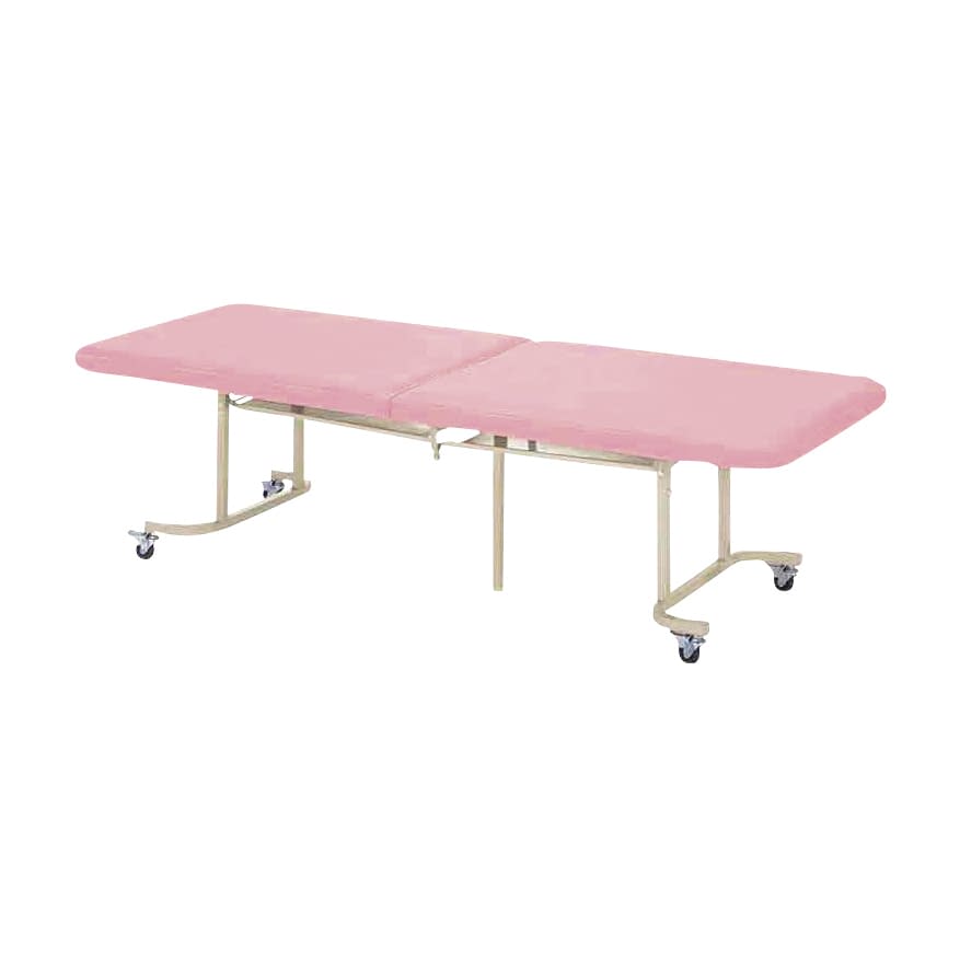 二つ折診察台 23-6916-0205 コーラルピンク ニシキ工業 QM-1860H(60X180X60CM