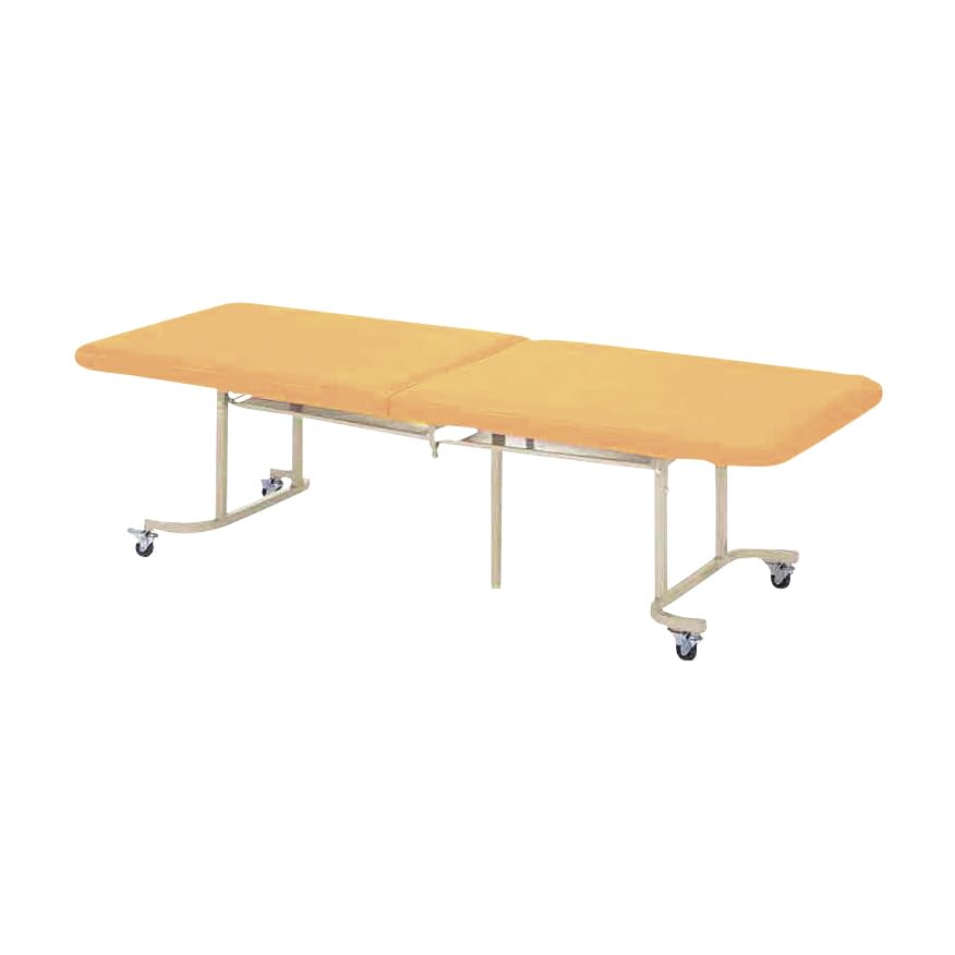 二つ折診察台 23-6916-0513 マスタードイエロー ニシキ工業 QM-1875H(75X180X60CM