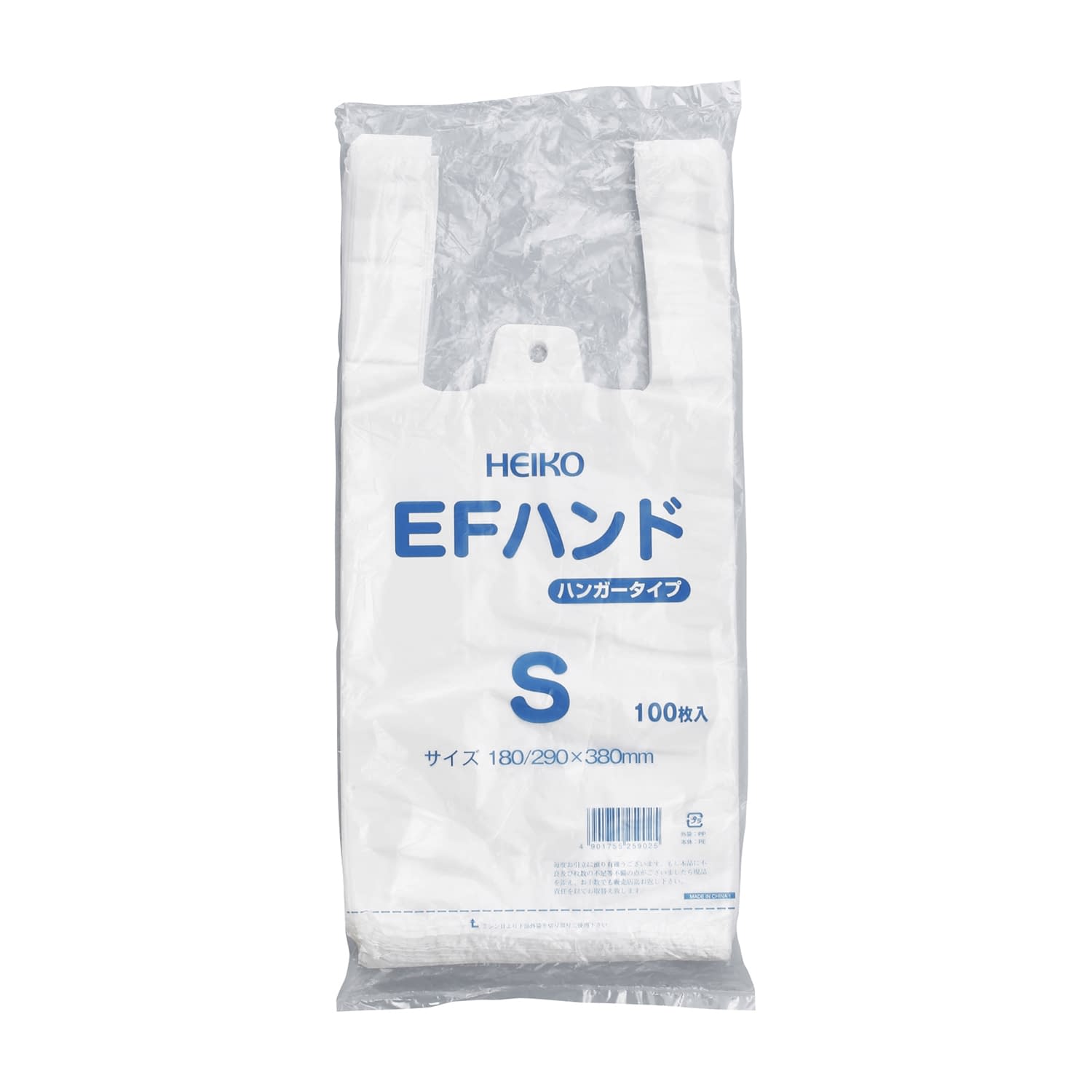 レジ袋(乳白)EFハンド S 23-7269-01 シモジマ S(380X180X110)100マイ