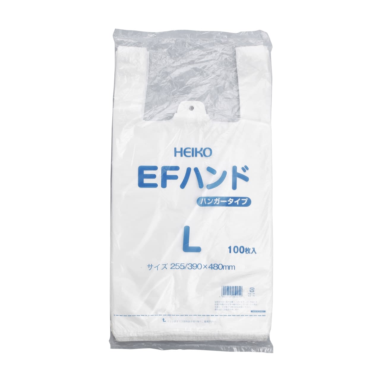 レジ袋(乳白)EFハンド L 23-7269-03 シモジマ L(480X255X135)100マイ