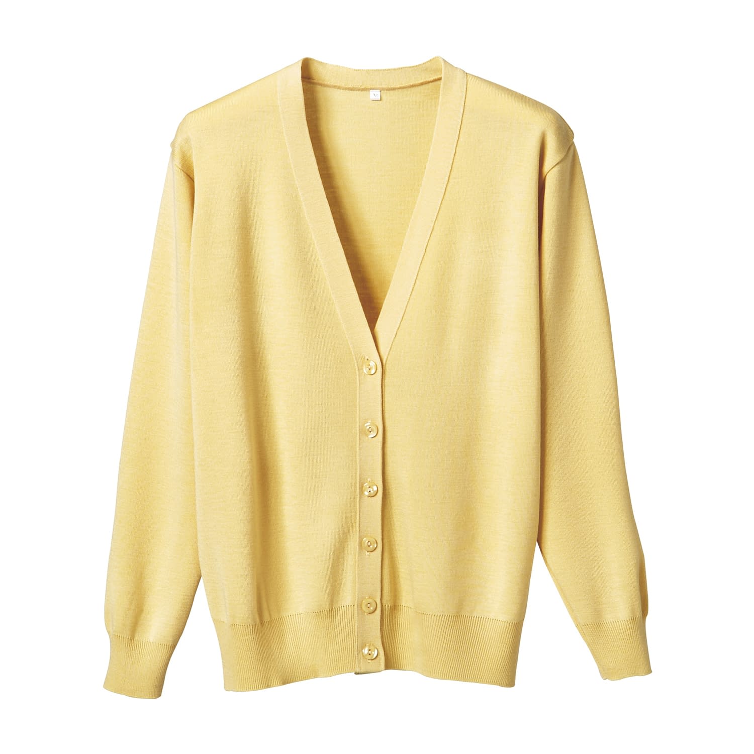 抗ピル長袖カーディガン 23-7563-0008 イエロー ディーフェイズ D-1001(S)