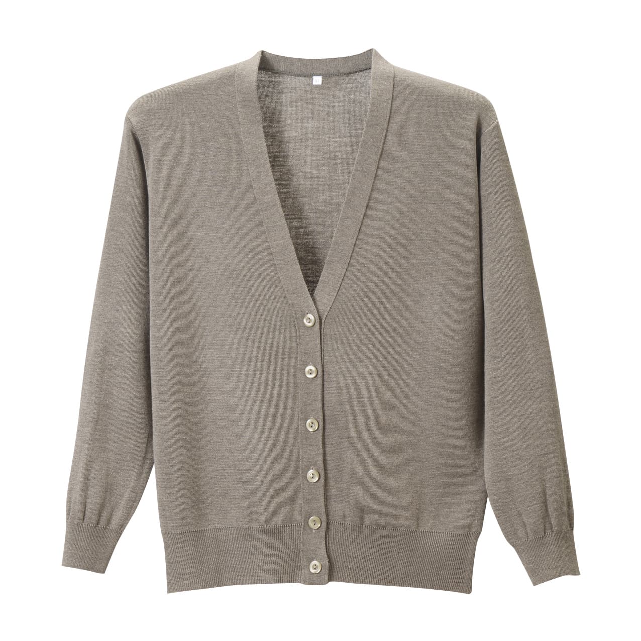 抗ピル長袖カーディガン 23-7563-0020 杢ベージュ ディーフェイズ D-1001(S)