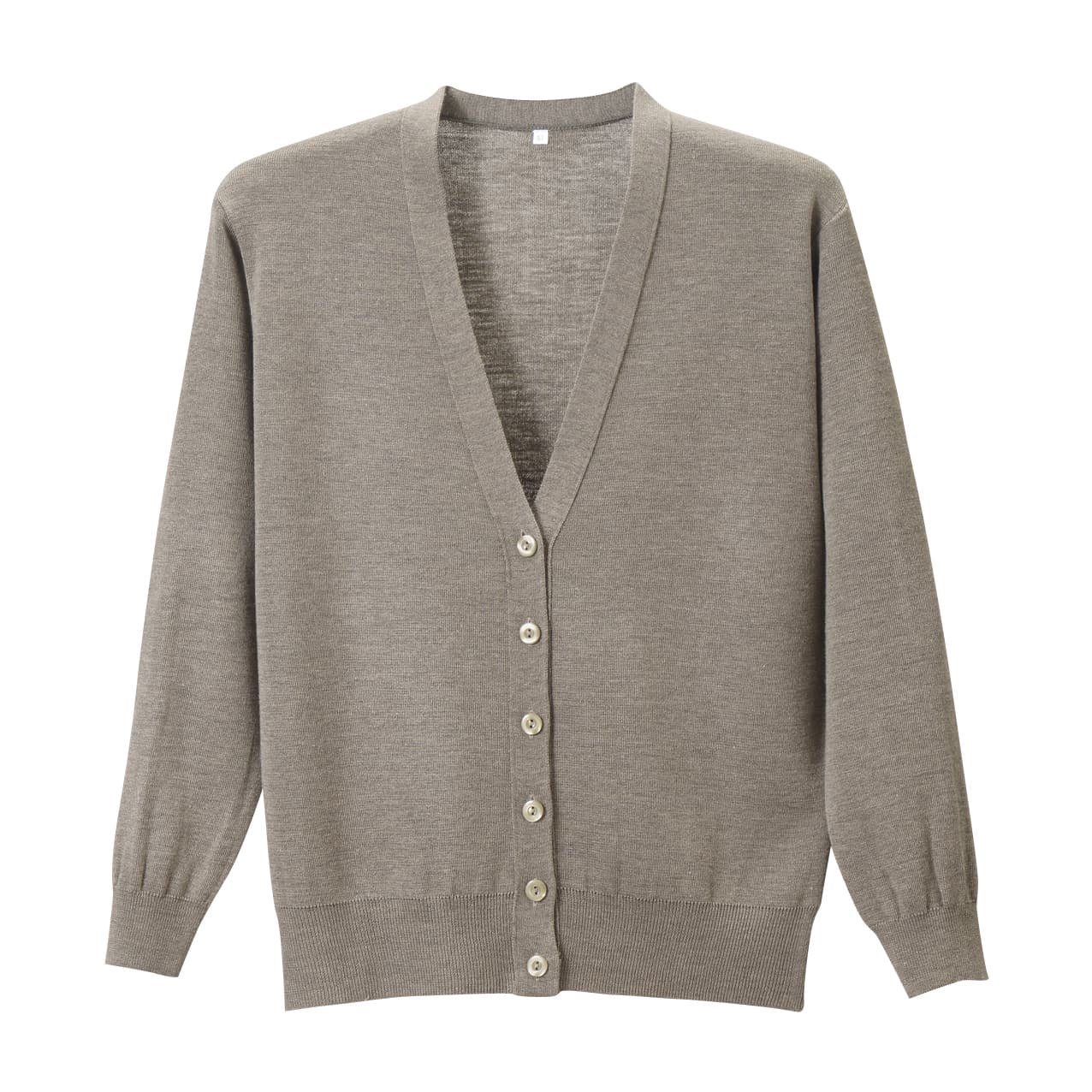 抗ピル長袖カーディガン 23-7563-0120 杢ベージュ ディーフェイズ D-1001(M)