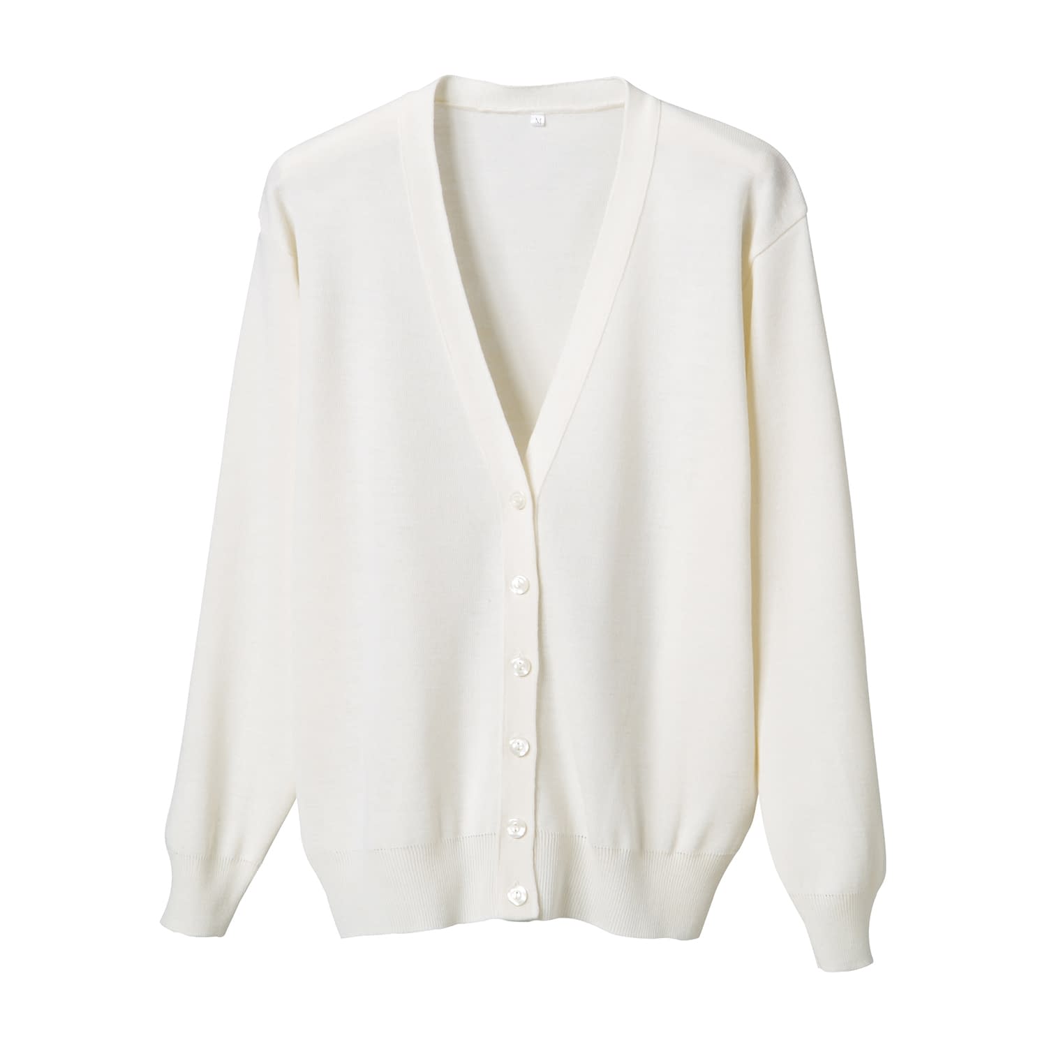 抗ピル長袖カーディガン 23-7563-0313 ホワイト ディーフェイズ D-1001(LL)