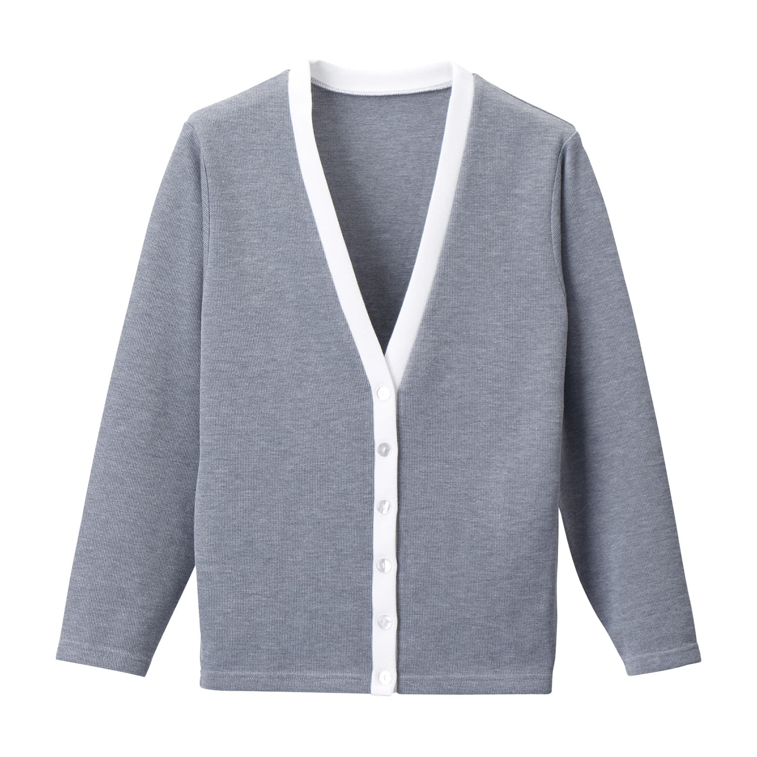 カーディガン 23-7564-0008 グレー×ホワイト ディーフェイズ C-04(S)