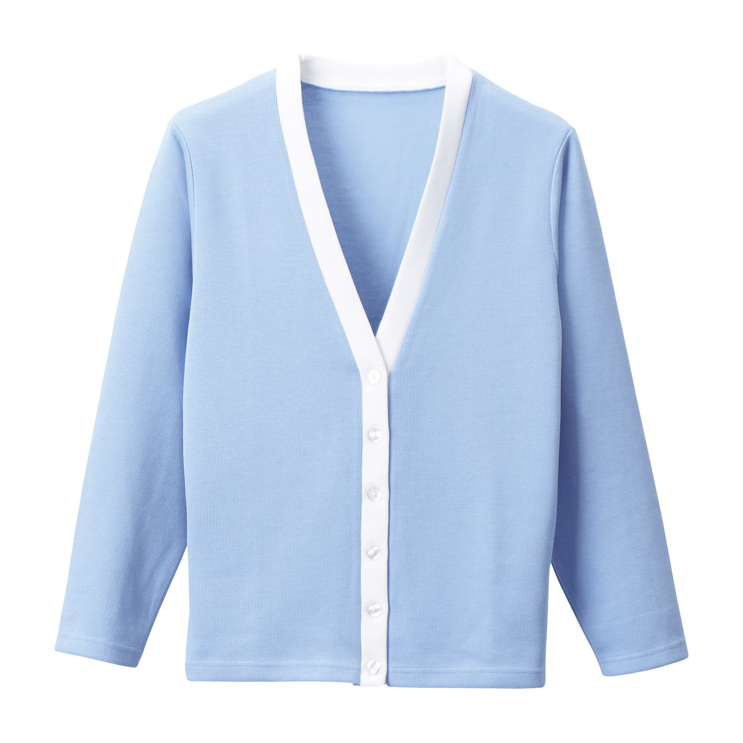 カーディガン 23-7564-0307 サックス×ホワイト ディーフェイズ C-04(LL)