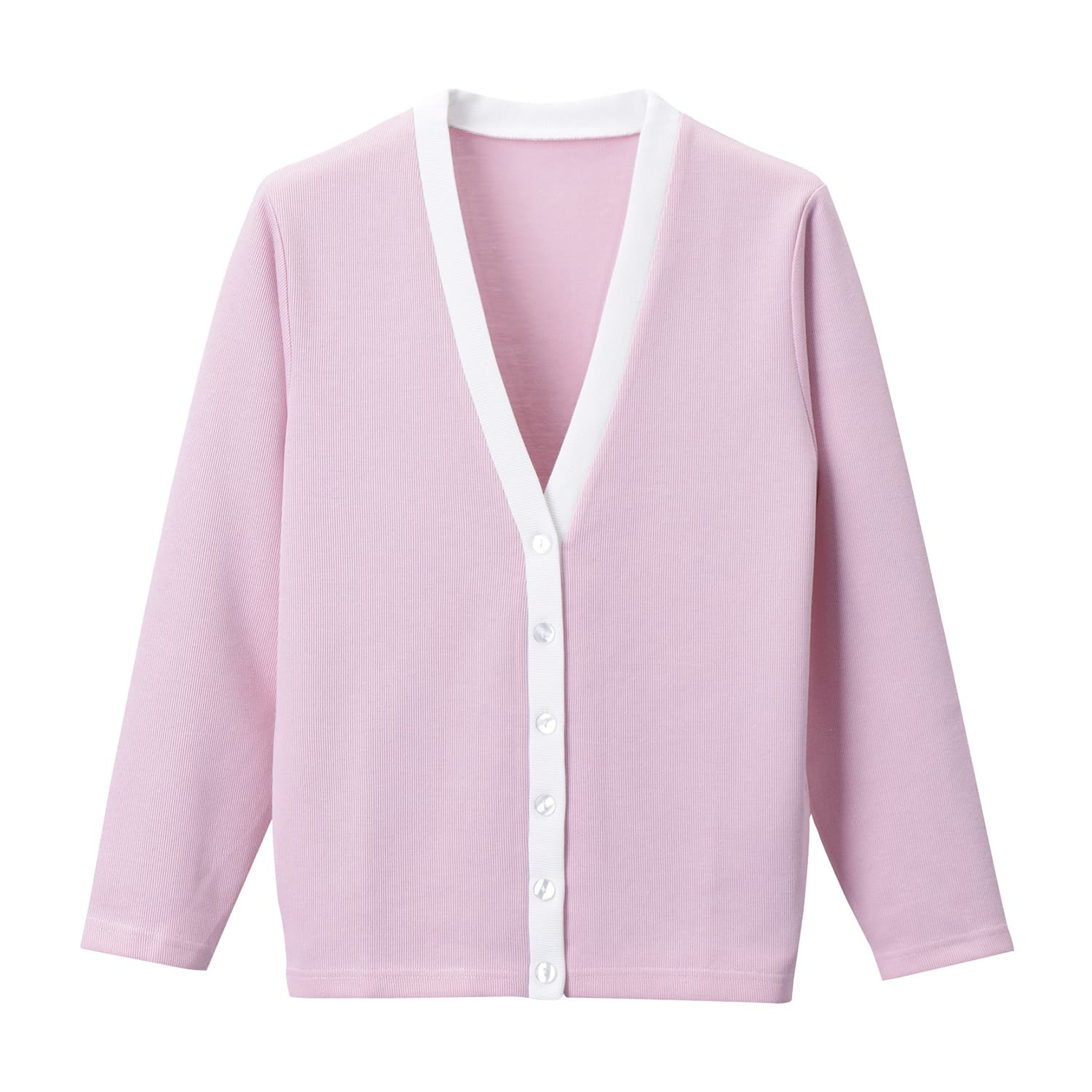 カーディガン 23-7564-0310 ピンク×ホワイト ディーフェイズ C-04(LL)