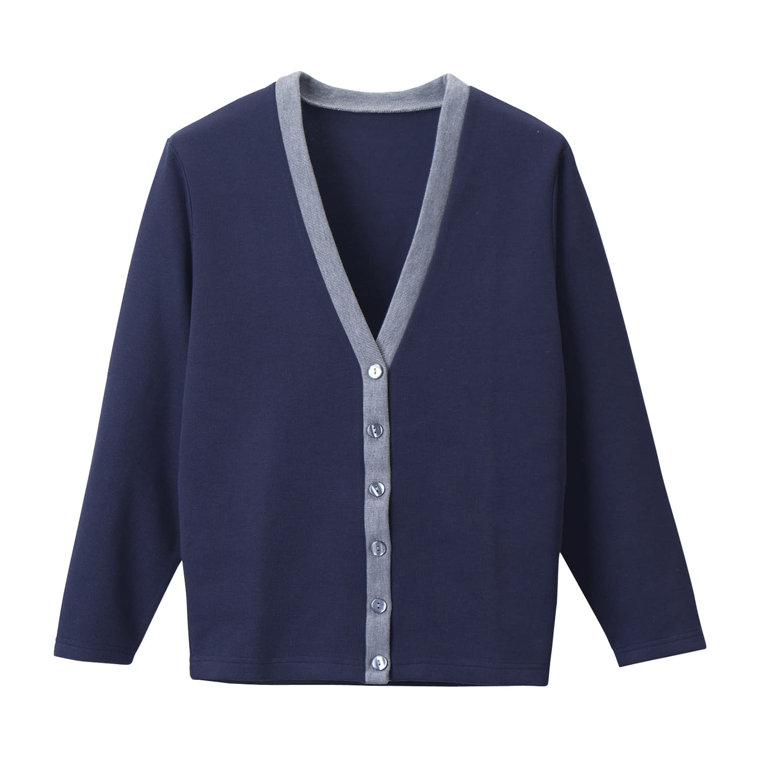 カーディガン 23-7564-0312 ネイビー×グレー ディーフェイズ C-04(LL)