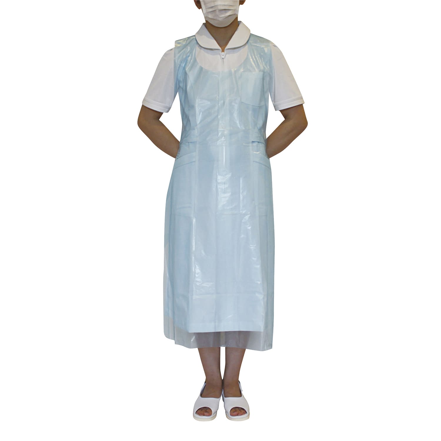 PEエプロンN(袖なし) 23-7478-01 ファーストレイト FR-835(ブルー)50マイイリ