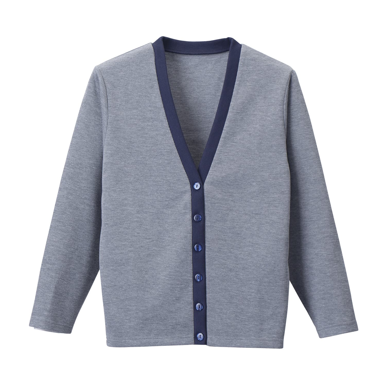 カーディガン 23-7564-0411 グレー×ネイビー ディーフェイズ C-04(3L)