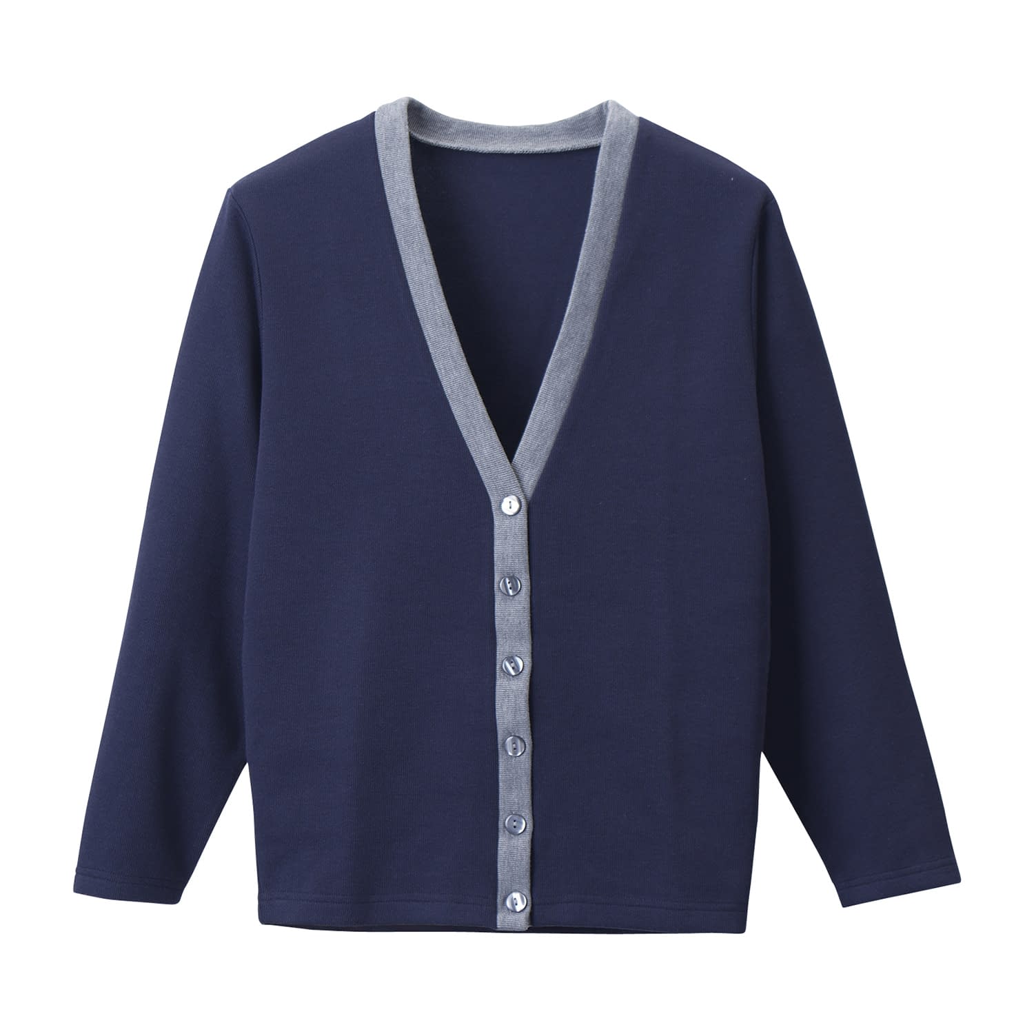 カーディガン 23-7564-0412 ネイビー×グレー ディーフェイズ C-04(3L)