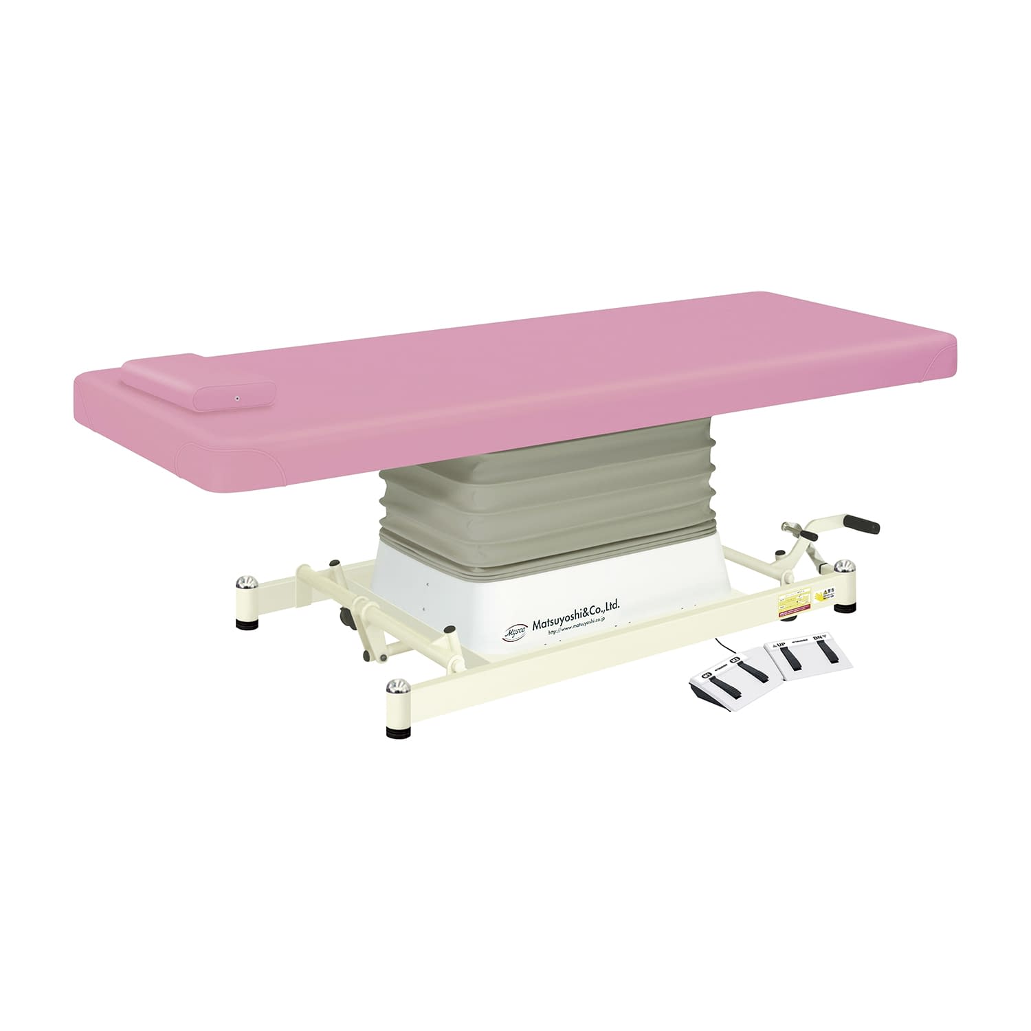 マツヨシ電動診察台 ステップレバー付 診察ベッド 23-7730-0002 ピンク MATSUYOSHI MY-J300SL(W65CM))