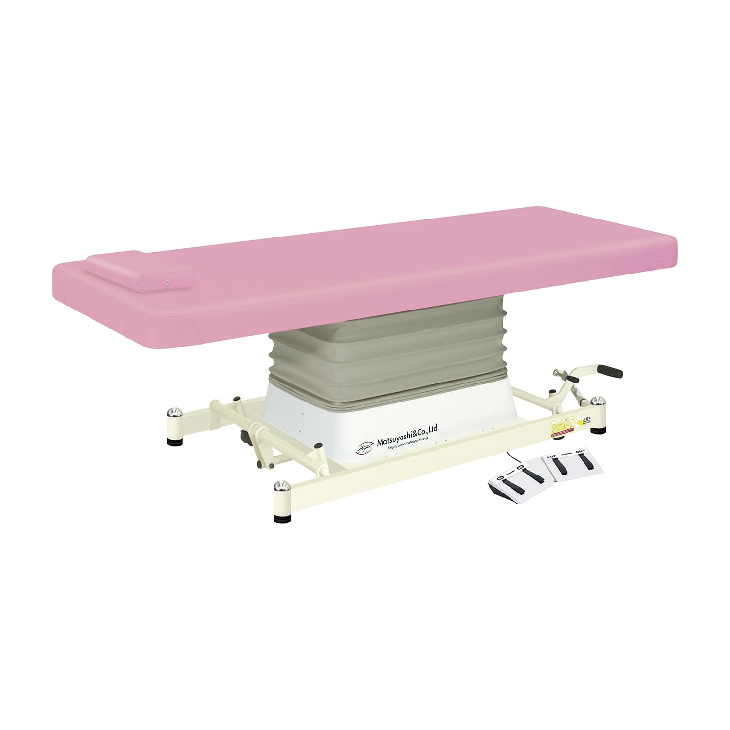 マツヨシ電動診察台 ステップレバー付 診察ベッド 23-7730-0102 ピンク MATSUYOSHI MY-J301SL(W70CM))