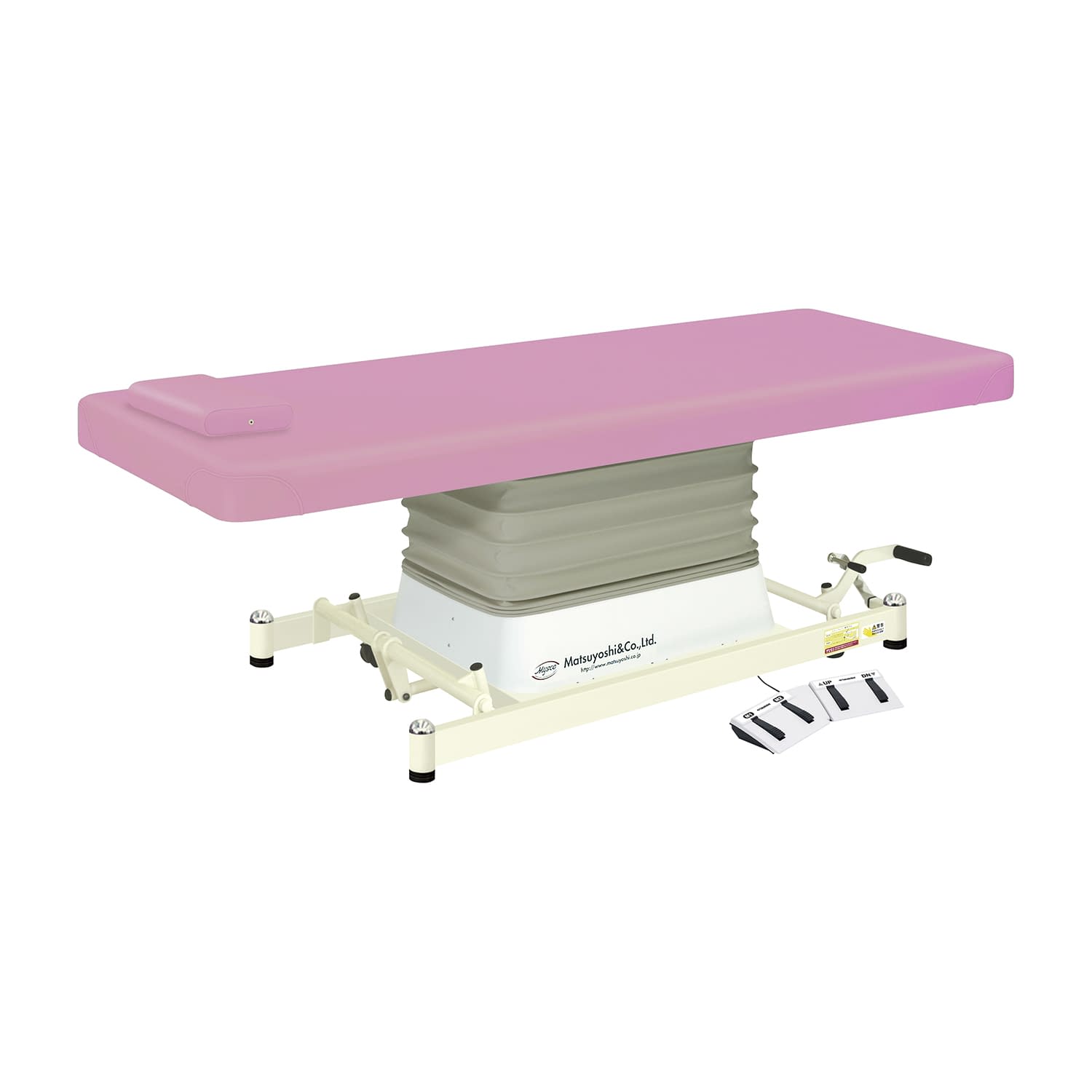 マツヨシ電動診察台 ステップレバー付 診察ベッド 23-7731-0002 ピンク MATSUYOSHI MY-J400SL(メモリーツキ)W65