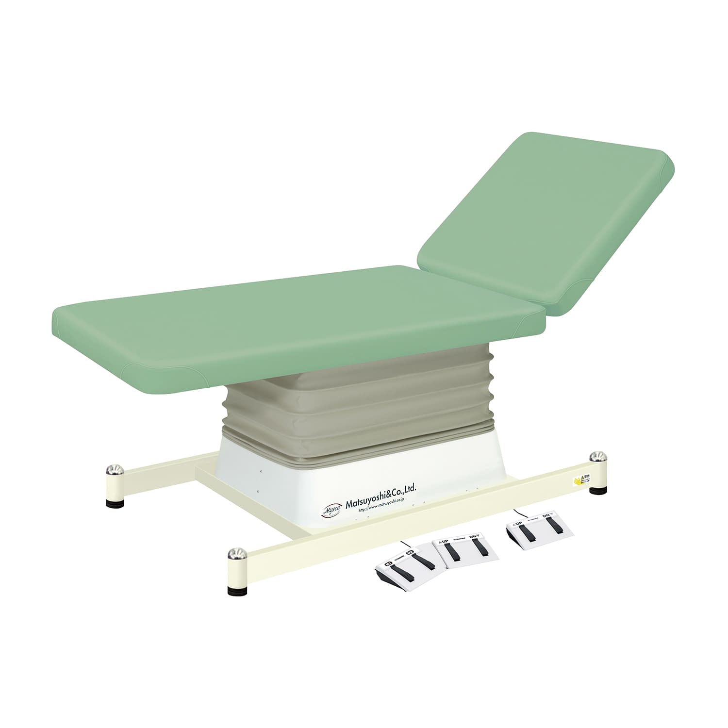 マツヨシ電動診察台 電動背上 診察ベッド 23-7732-0003 ライトグリーン MATSUYOSHI MY-J500GU(メモリーツキ)W65
