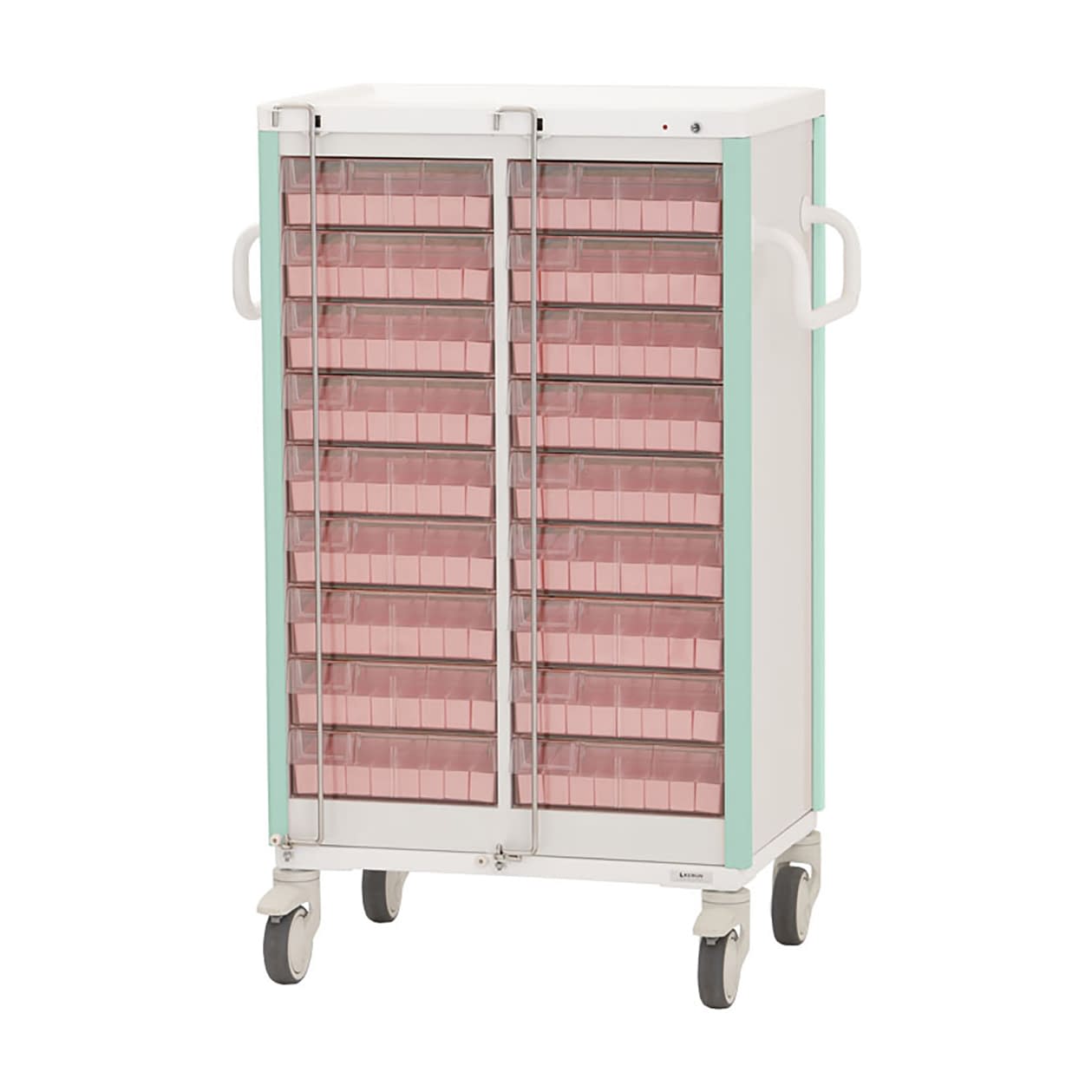 与薬カート(1Week・18床用) 18床用 投薬カート 24-7865-0202 ライトグリーン ケルン KC-502-01S(ヨヤクケース8カセ