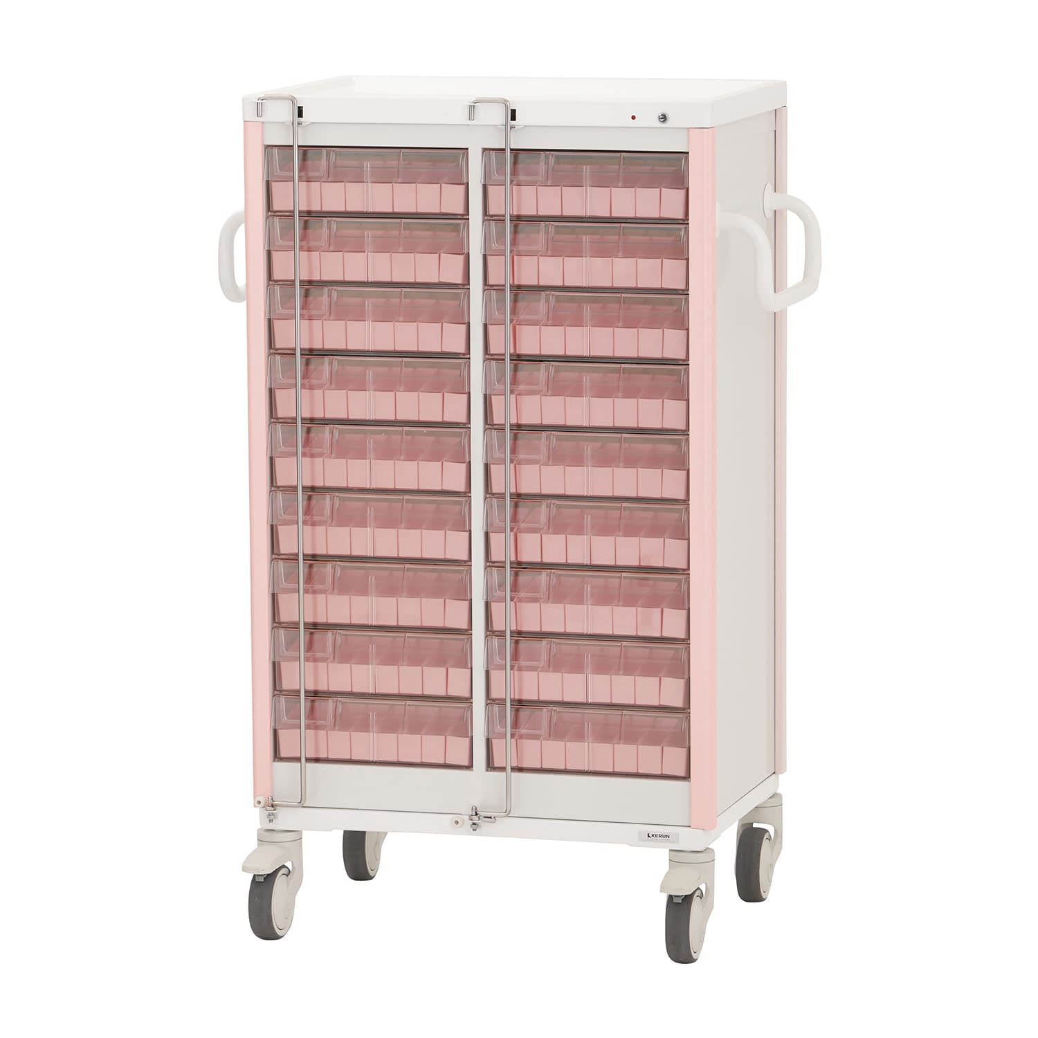 与薬カート(1Week・18床用) 18床用 投薬カート 24-7865-0203 ピンク ケルン KC-502-01S(ヨヤクケース8カセ