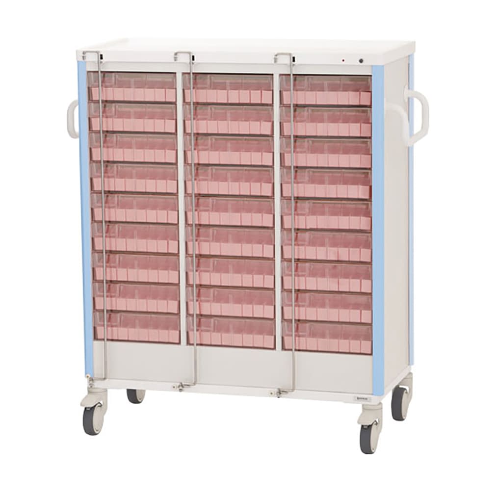 与薬カート(1Week・27床用) 27床用 投薬カート 24-7865-0401 ライトブルー ケルン KC-504-01S(ヨヤクケース8カセ