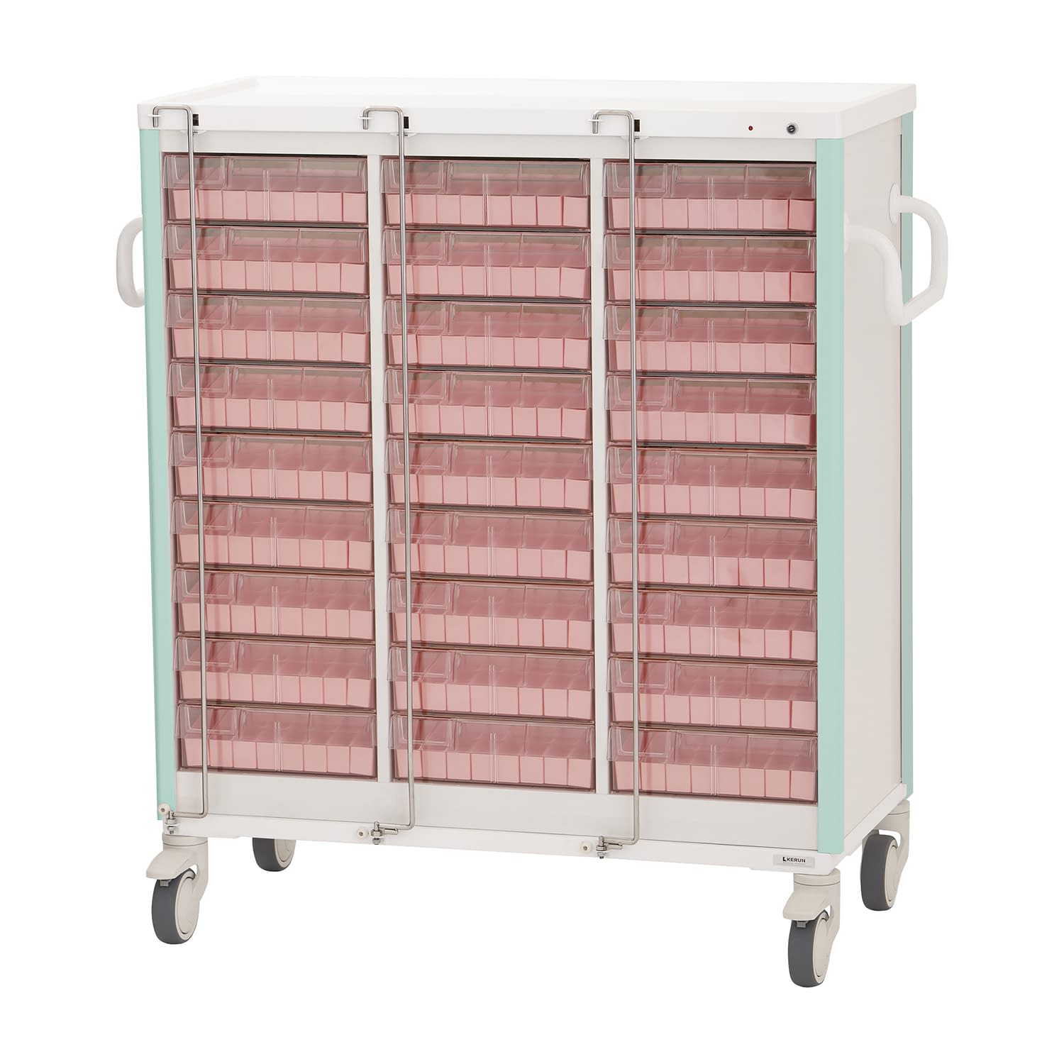 与薬カート(1Week・27床用) 27床用 投薬カート 24-7865-0402 ライトグリーン ケルン KC-504-01S(ヨヤクケース8カセ