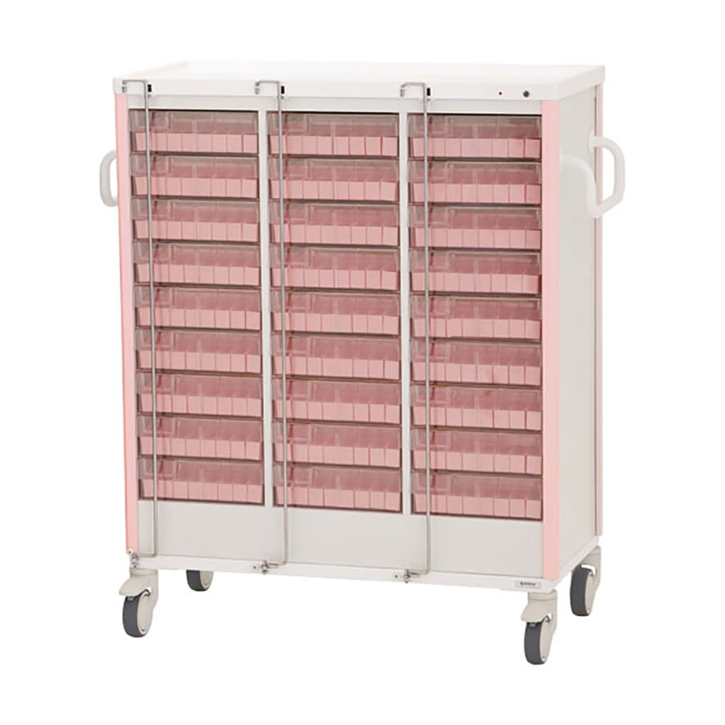 与薬カート(1Week・27床用) 27床用 投薬カート 24-7865-0403 ピンク ケルン KC-504-01S(ヨヤクケース8カセ