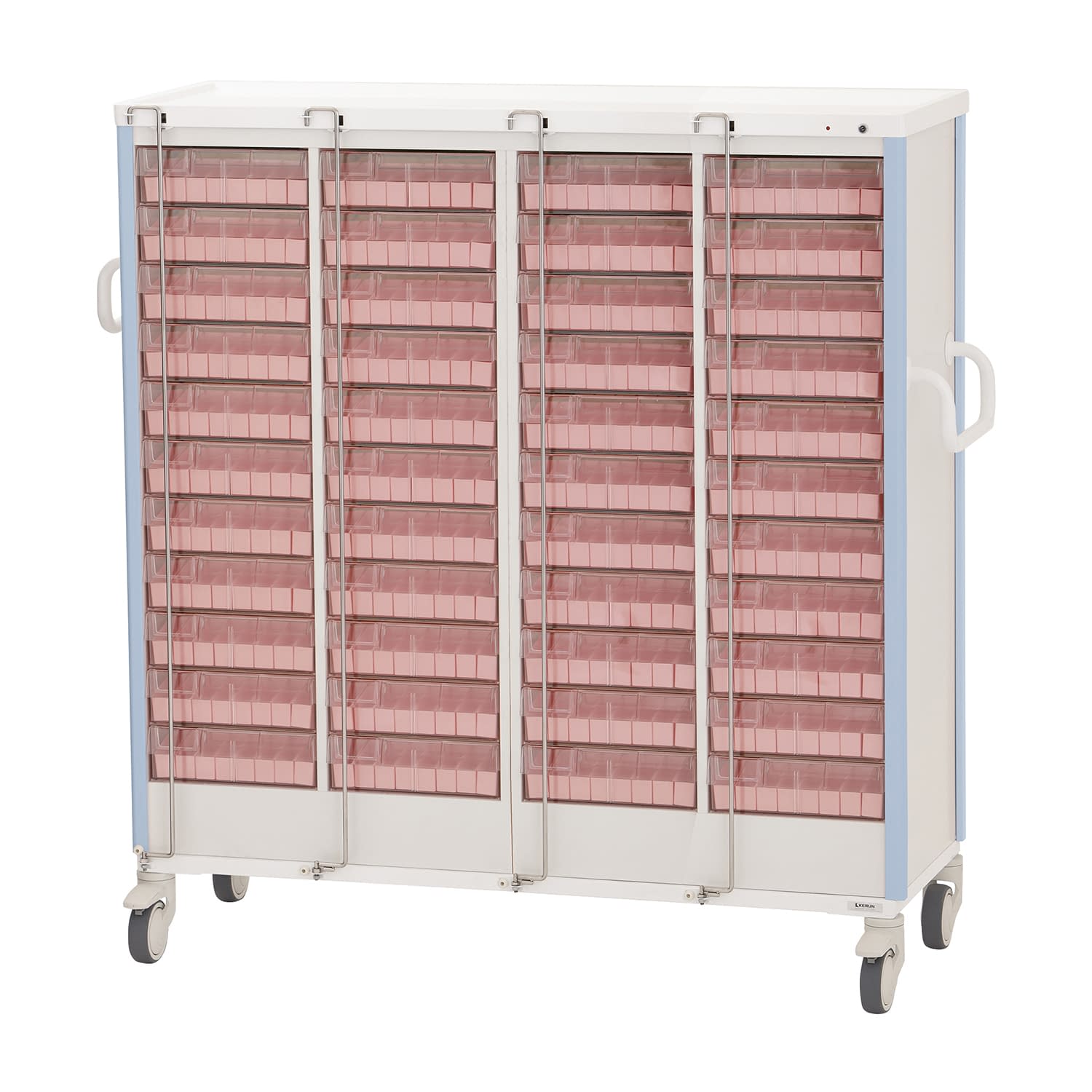 与薬カート(1Week・44床用) 44床用 投薬カート 24-7865-0701 ライトブルー ケルン KC-507-01S(ヨヤクケース8カセ