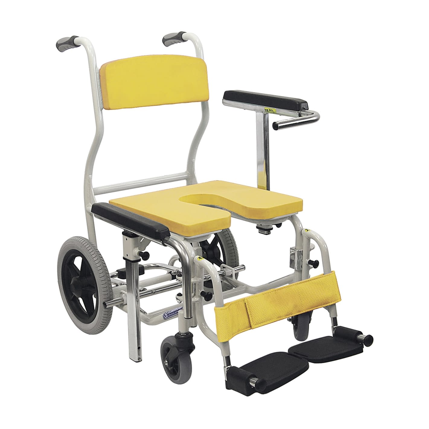 シャワー用車いす(シート着脱式) シャワーキャリー 24-2387-0001 イエロー カワムラサイクル KS12