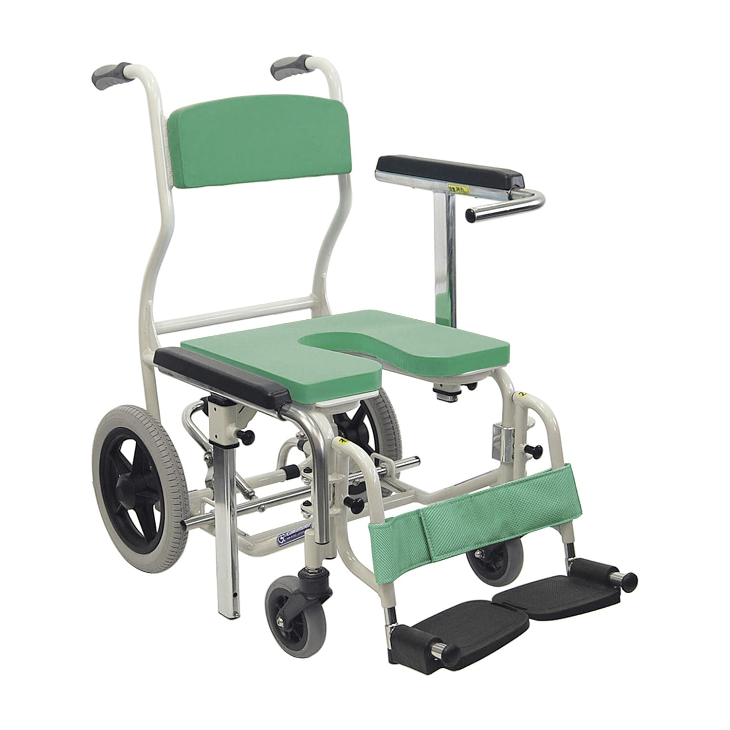 シャワー用車いす(シート着脱式) シャワーキャリー 24-2387-0002 グリーン カワムラサイクル KS12
